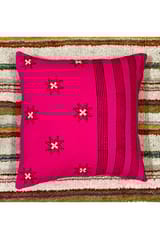 Block Printing / Hand Embroidered / Cushion Cover / Pink Colour