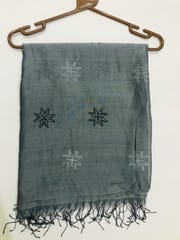 Block Printed / Silk Dupatta / Grey Colour