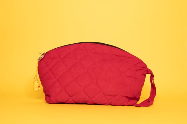 Red Fabric Regular Hand Bag