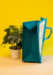 Jute Long Lunch Bag | Blue | Handcrafted | Reusable and Biodegradable JL0027