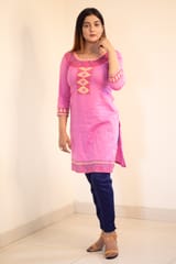 Women Pink Cotton Kurti