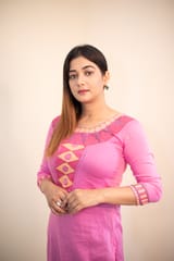 Women Pink Cotton Kurti