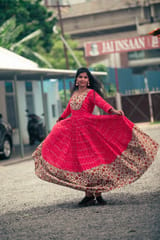 Ikkat Frock With Kalamkari Border