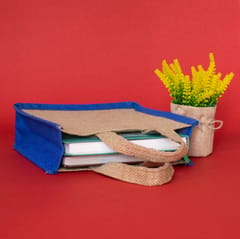 Jute Carry Bag / Blue Border