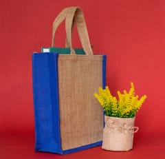 Jute Carry Bag / Blue Border