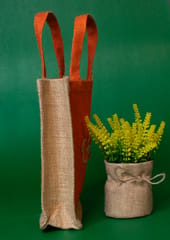 Orange & Beige Jute Carry Bag