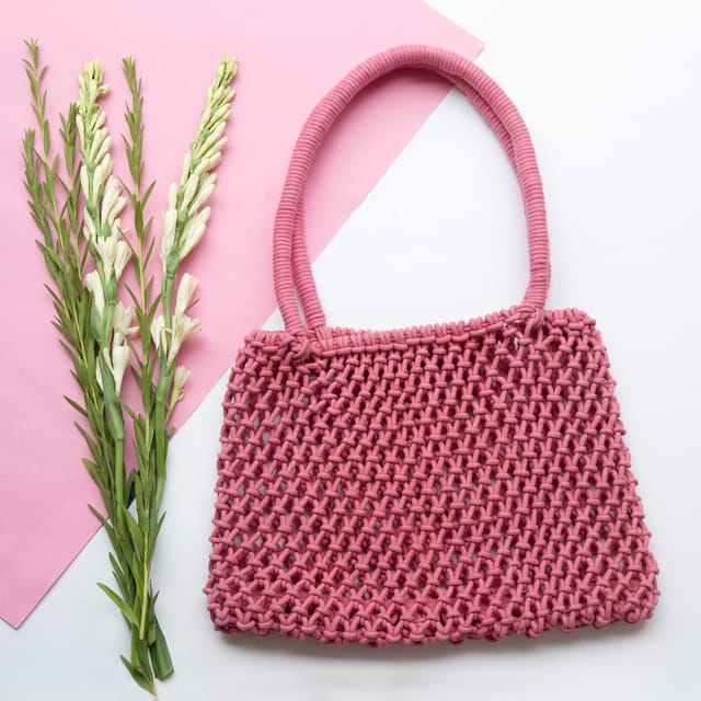 Pink Braided Tote Bag