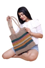 Multicolour Jute Tote Bag