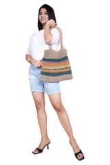 Multicolour Jute Tote Bag