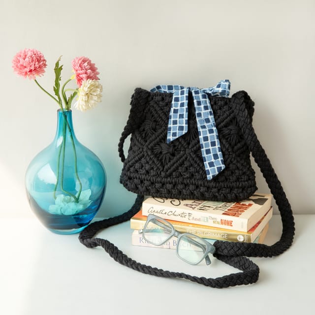 Black Braided Sling Bag