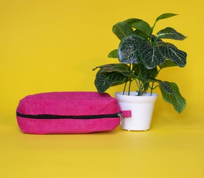 Pink Jute Stationery Pouch