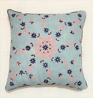 Hand Embroider / Cushion Cover / Grey