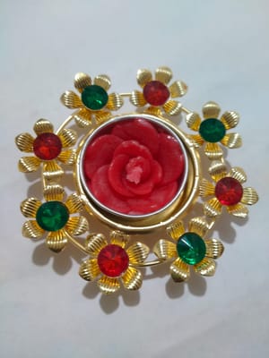 Red Green Stone Diya