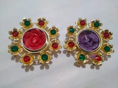 Red Green Stone Diya