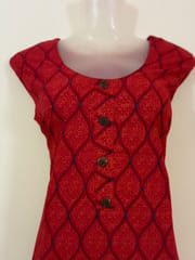 Red Kurti With Black Lining & Red Palazzo