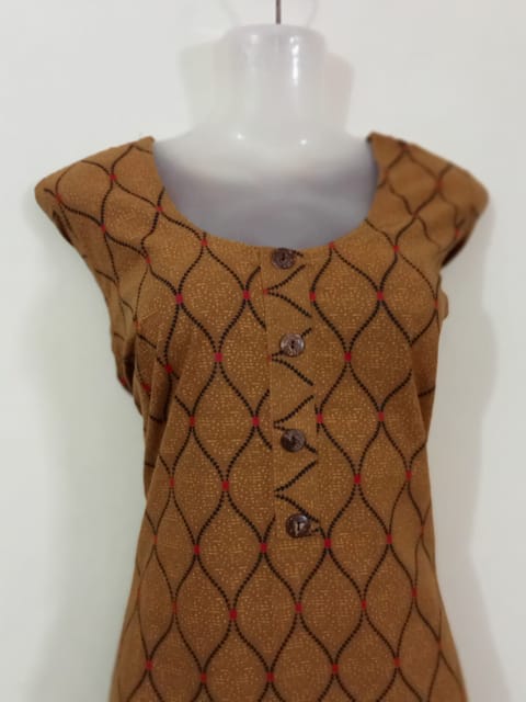 Brown Kurti With Black Lining & Black Palazzo