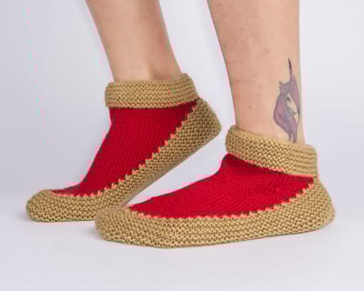 Red & Golden Woollen Socks | Acrylic Wool