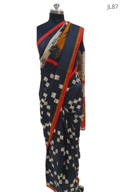 Pure Black Silk Saree JL87