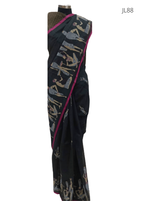 Black Chanderi Saree JL88