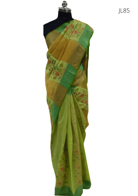 Green Dupion Saree JL85