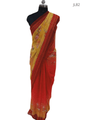 Yellow & Orange Chiffon Saree JL82