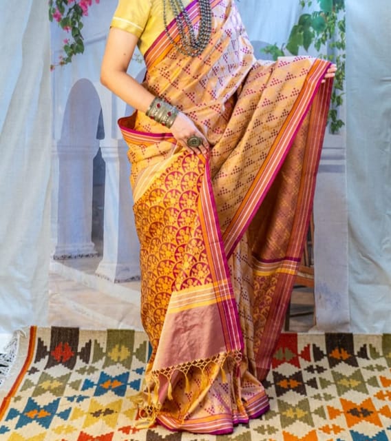 Banarasi Silk Tanchoi Saree - Yellow Colour