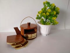 Kettle Coaster Set / Wood & Brass