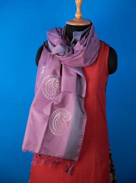 Light Purpl color Banarasi Silk Handloom Dupatta