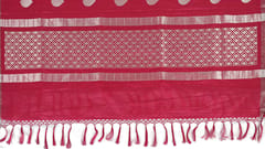 Handloom Banarasi All Over Booti With Reshmi Silver Zari Duptta Maroon color.Silk / Cotton-DUP-017A.