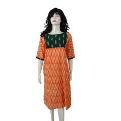 Orange And Green Ikkat Kurta VMM 33