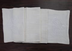 Samuday Crafts White Table Runner With Chikankari Embroidery