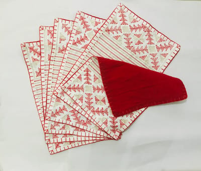 Table Placemat Pack of 6 (Red, White)