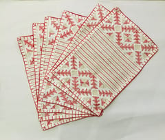 Table Placemat Pack of 6 (Red, White)