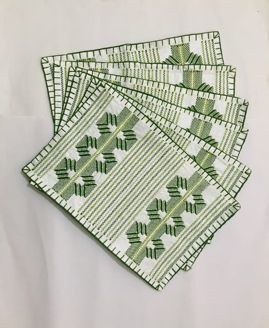 Table Placemat Pack of 6 (Green-White)