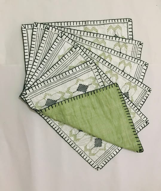 Table Placemat Pack of 6  (Green-Diamond Design)