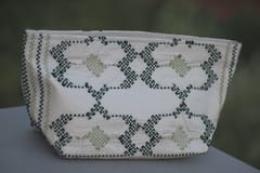 White Taat Wool Hand Pouch | Set of 2 Pouch(Green &White)