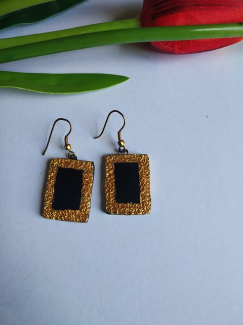 Rectangular Terracotta Earrings(Geometric Dangler Collection)