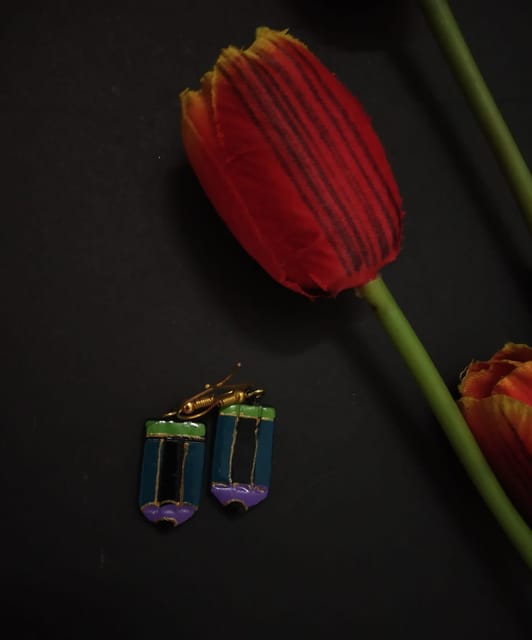 Rectangular Terracotta Earrings(Geometric Dangler Collection)