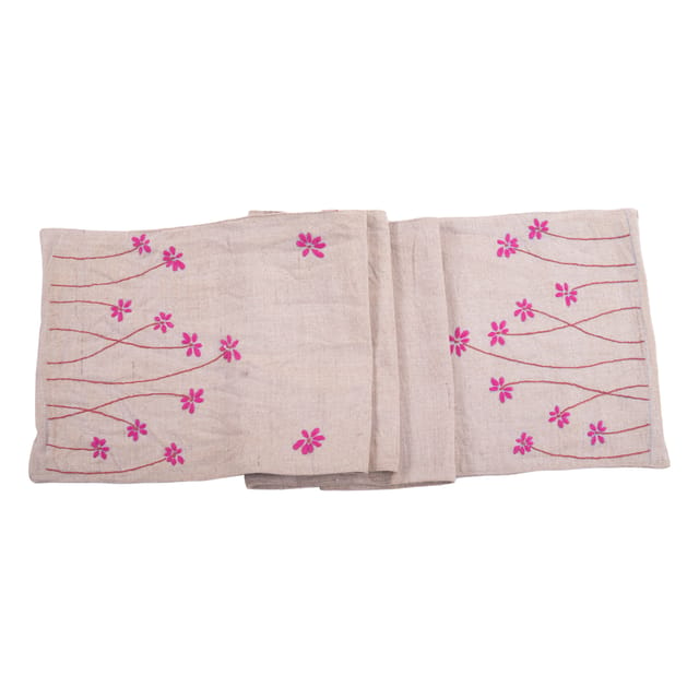 Table Runner With Pink  Chikankari Embroidery(72"x24")