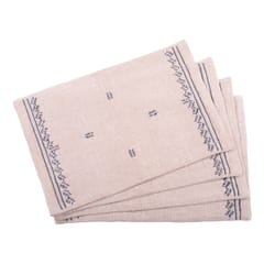Set of 4 Jute Rectangular Table Placemat  With Black Colour Chikankari Embroidery