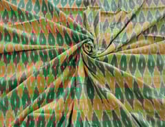 Mustard And Green Ikkat Fabric
