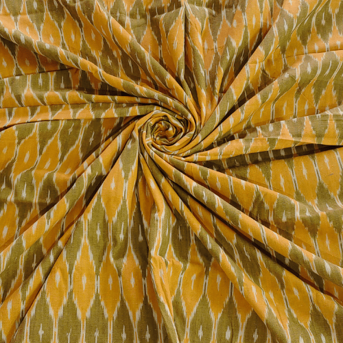 Mustard and Green Ikkat Fabric