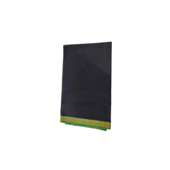 Black Fabric With Green And Gold Zari Border