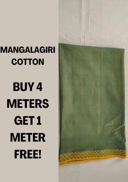 Olive Color Fabric With Yellow Border