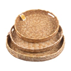 Wheat Grass Round Tray (3-Unit) (Sizes-16"/14"/12")