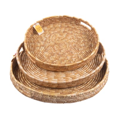 Wheat Grass Round Tray (3-Unit) (Sizes-16"/14"/12")