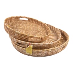 Wheat Grass Round Tray (3-Unit) (Sizes-16"/14"/12")