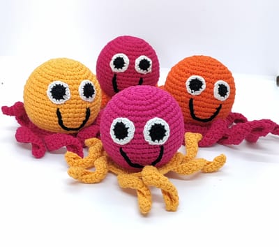 Handmade Crochet Rattle - Octopus (Pack Of 3)