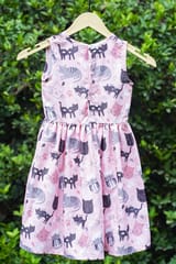 Pink Kid Printed Knot Detail Dress