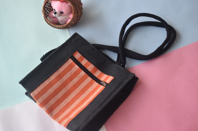 Orange Jute Lunch Bag JL11